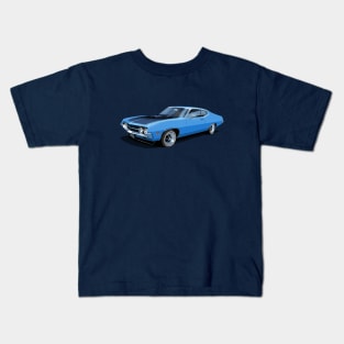 1970 Ford Torino Cobra Jet in winter blue Kids T-Shirt